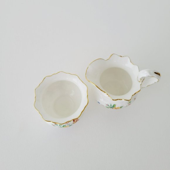 Vintage Aynsley Demitasse Floral 4fl. oz. Footed Creamer & Sugar Bowl, England - Picture 4 of 15
